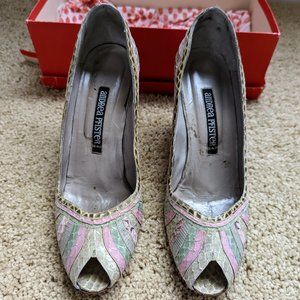 ANDREA PFISTER Size 8 Multicolor Peep Toe Pumps